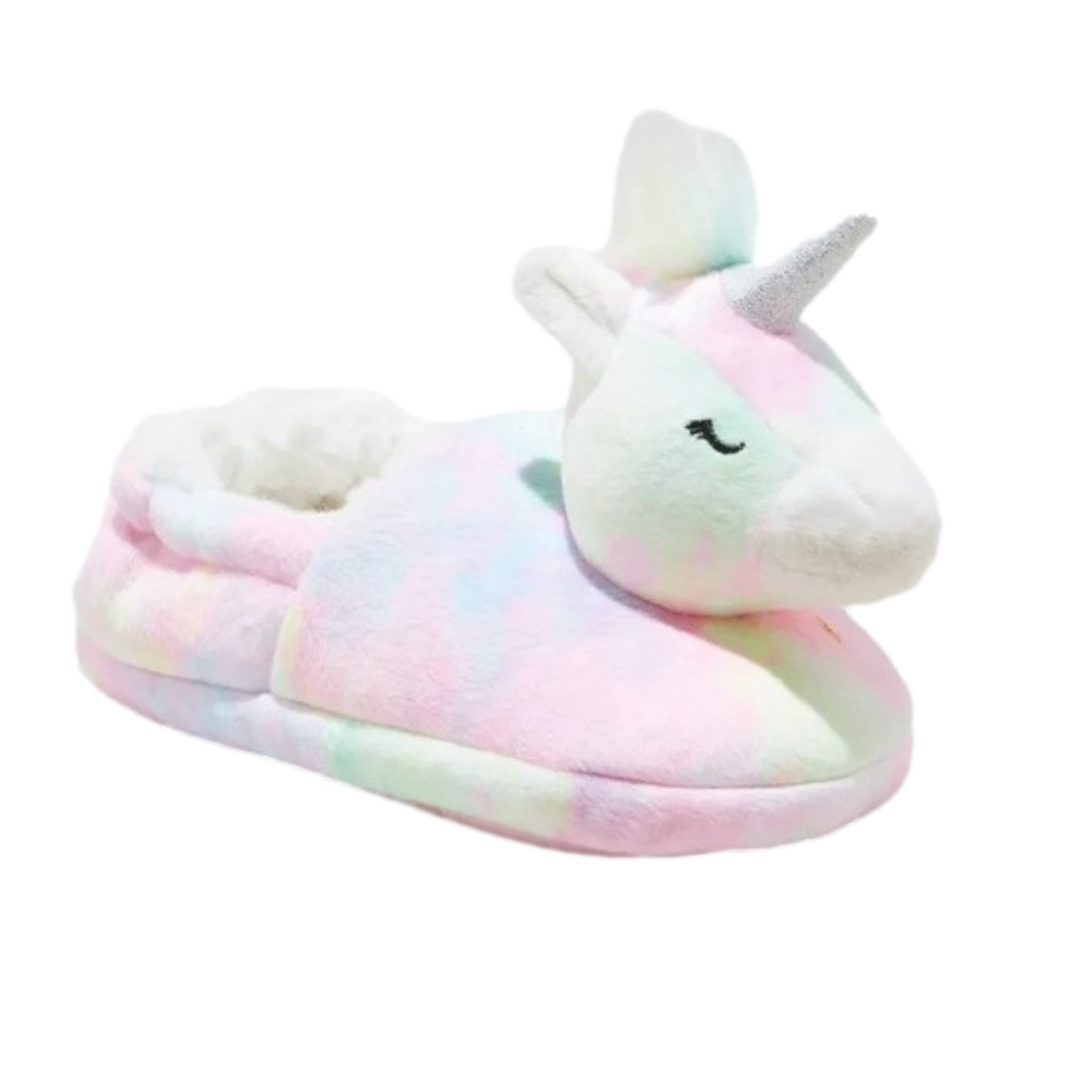 Cat and Jack Girls Multicolored Plush Magic Unicorn Slippers - Picture 1 of 8